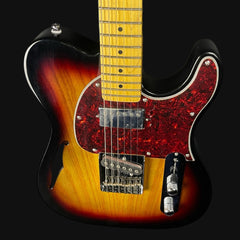 G&L Tribute ASAT Classic Bluesboy Semi Hollow Electric Guitar in 3 Tone Sunburst Maple Fingerboard