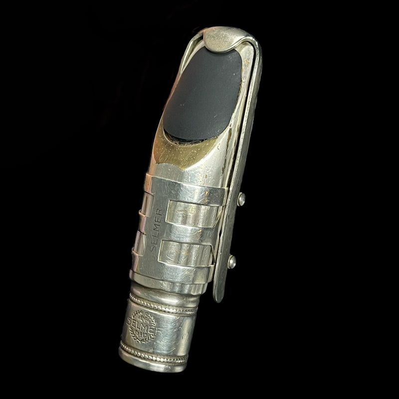 Selmer Paris "Master metal"  1930's Silver Plated Brass Alto Sax Mouthpiece, Reed Guard & Ligature