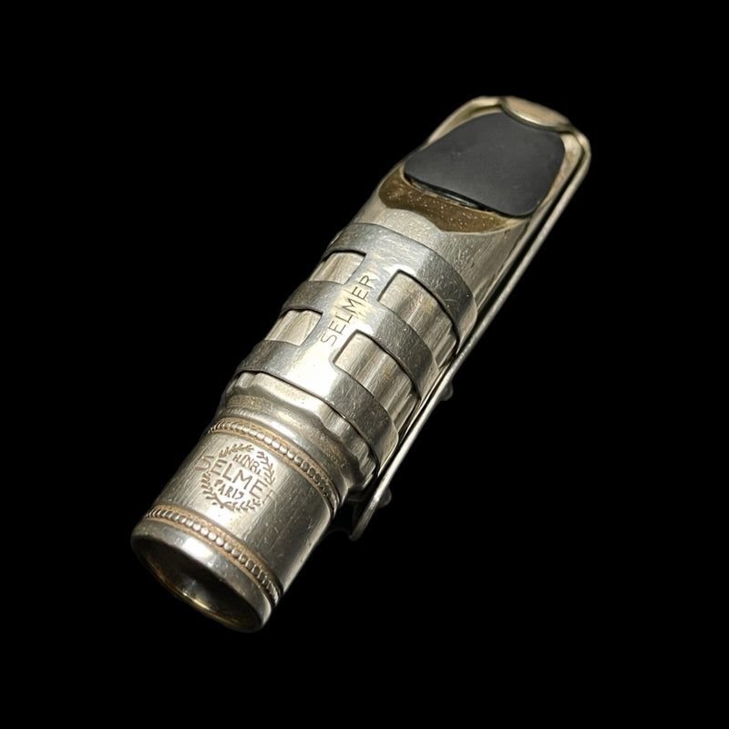 Selmer Paris "Master metal"  1930's   Silver plated Brass  Alto Sax Mouthpiece, Reed Guard and Ligature