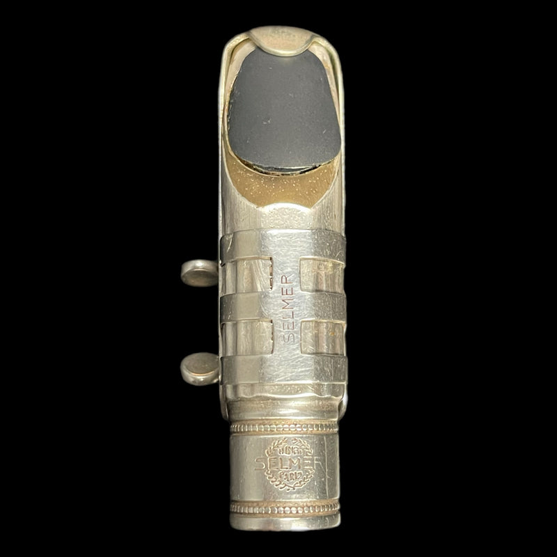 Selmer Paris "Master metal"  1930's Silver Plated Brass Alto Sax Mouthpiece, Reed Guard & Ligature