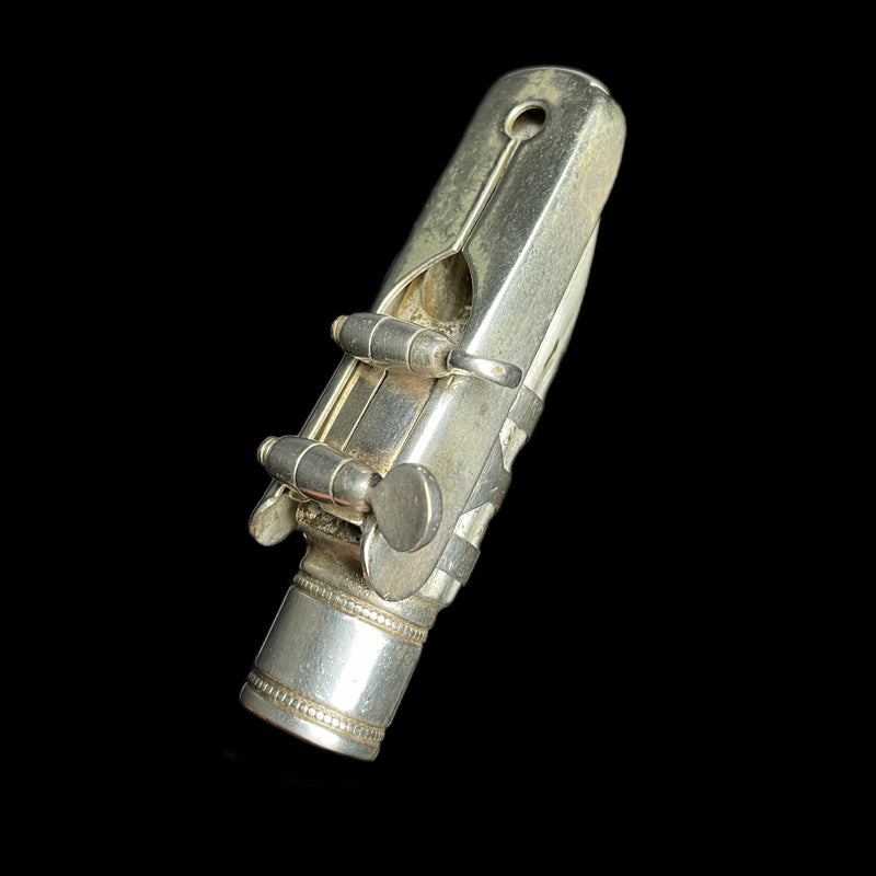 Selmer Paris "Master metal"  1930's Silver Plated Brass Alto Sax Mouthpiece, Reed Guard & Ligature