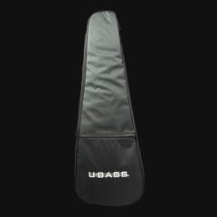 Black U-Bass guitar case on a black background