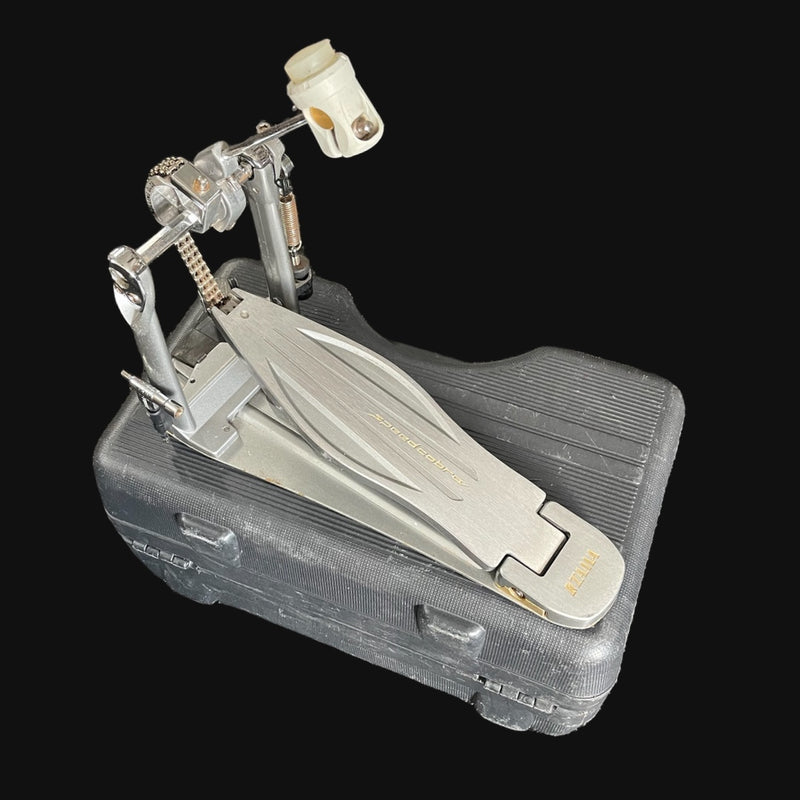 Drum pedal with stand on a clear background