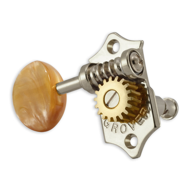 Grover U99 Series Sta-Tite Ukulele Pegs (Set of 4) – Nickel – Acrylic Buttons