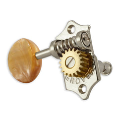 Grover U99 Series Sta-Tite Ukulele Pegs (Set of 4) – Nickel – Acrylic Buttons