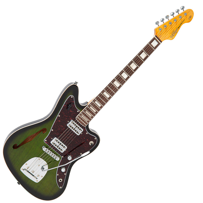 Greenburst Vintage REVO Series 'Surfmaster' Thinline Twin Electric Guitar