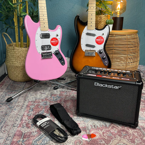 Electric Guitar Starter Package: Squier Sonic Mustang & Blackstar ID:Core 10 V3