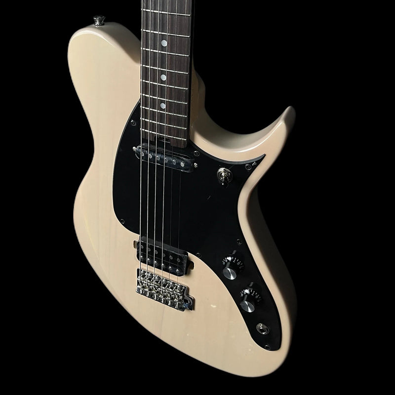 Aria Pro II Jet Baritone Electric Guitar in See Through Vintage White