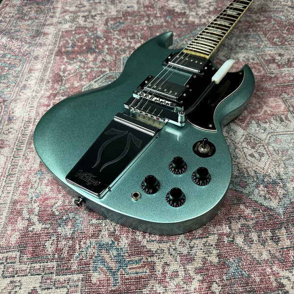 Vintage VS6V ReIssued Electric Guitar with vintage style Vibrato in Gun Hill Blue
