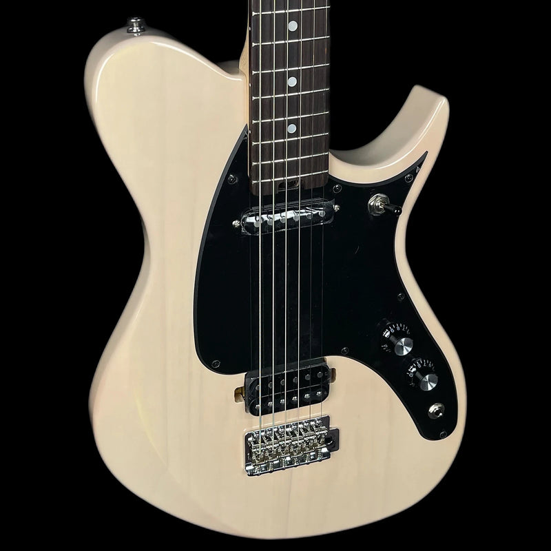 Aria Pro II Jet Baritone Electric Guitar in See Through Vintage White