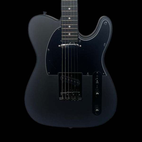A completely matt black, telecaster shaped guitar