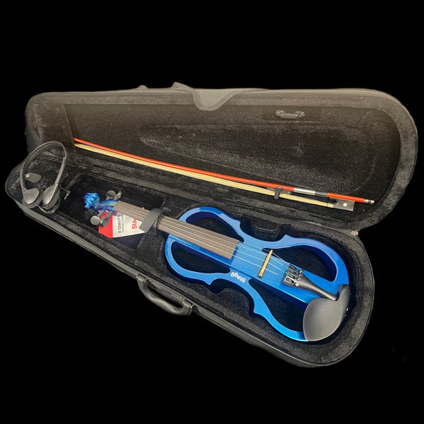 Stagg EVN X-4/4 MBL Electric Violin Set w/Case and Headphones - Metallic Blue
