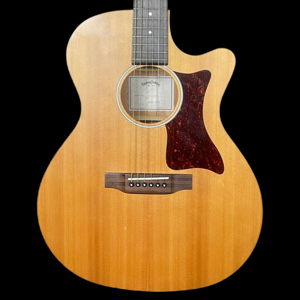 The front image of a classical guitar made with sitka wood with a matt finish 