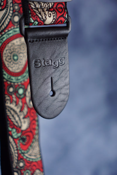 Stagg Woven  guitar strap in Paisley Power
