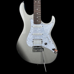 Cort G250 Silver Metallic guitar with a basswood body, maple neck, and Jatoba fretboard, showing a double-cutaway design, humbucker pickups, and a two-point tremolo.