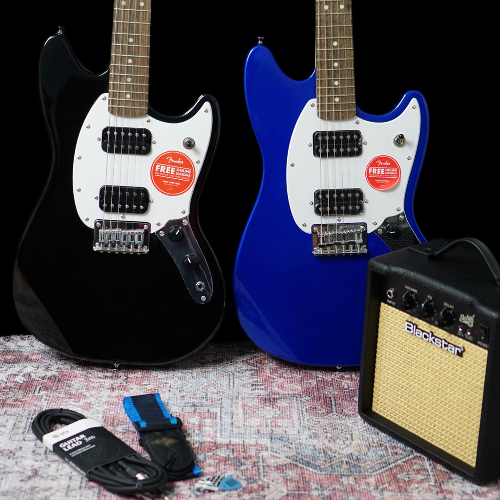 Electric Guitar Starter Package: Squier Mustang Bullet & Blackstar Debut 10E