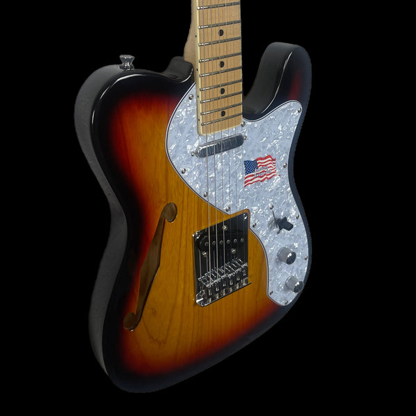 SX Electric Guitar Semi-Hollow Body, in Sunburst