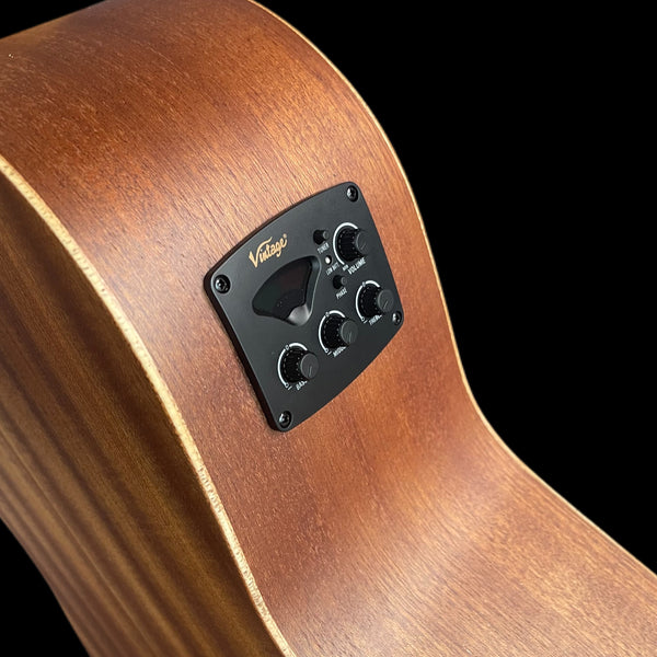 Vintage M Series 'Parlour' Electro-Acoustic Guitar in Satin Mahogany VE800MH