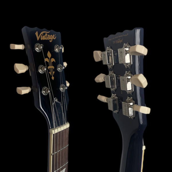 Vintage V100 Electric Guitar w/Bigsby, Flamed Purpleburst