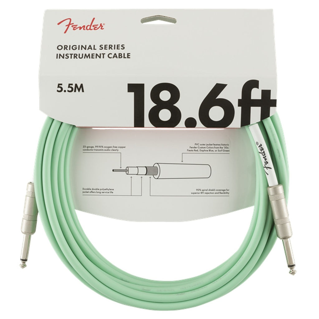 Fender Original 18.6ft Straight Instrument Cable in Surf Green