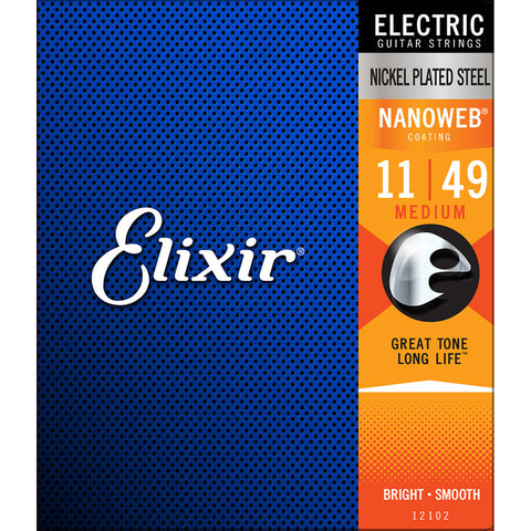 Elixir Nanoweb Electric Guitar Strings - Medium (.011 - .049)