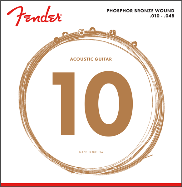 Fender Phosphor Bronze Acoustic Guitar Strings, Ball End, 60XL .010-.048